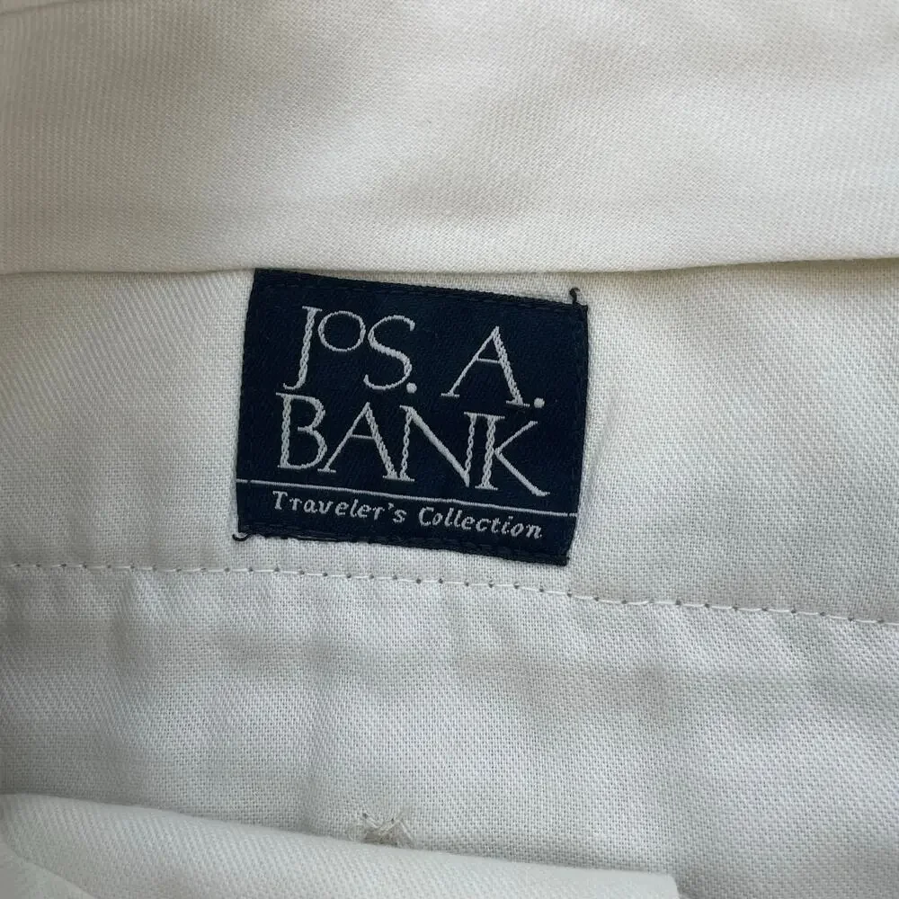 Jos A Bank Linen Pants Mens 36x32 Beige Pleated Cuffed Dress Trousers 100 Linen